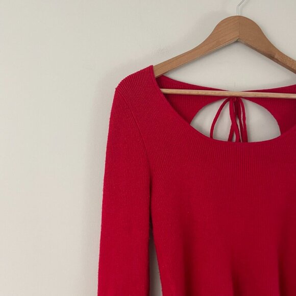Anthropologie Red Open Back Knit Pullover Sweater Size XS - Picture 5 of 5